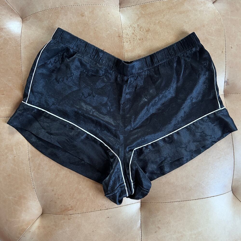 Victoria Secret Satin Tap Shorts Black Lounge Pajama Lingerie Y2K Women M